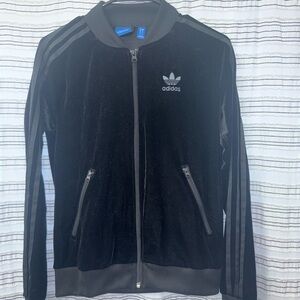 EUC Adidas velvet  Black Track Jacket XS